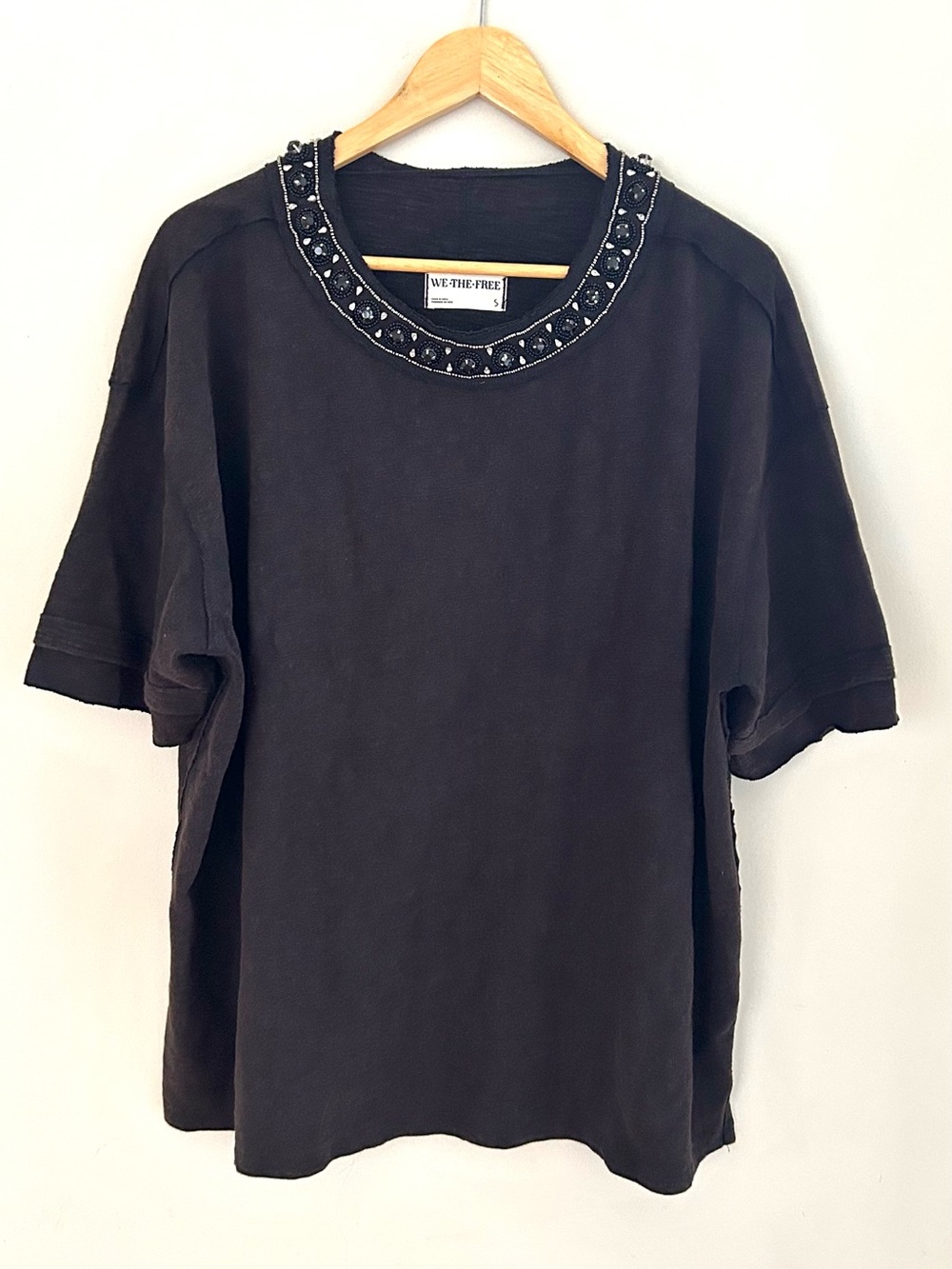 Free People We The Free You’re A Gem Beaded Top NWOT Oversized Small